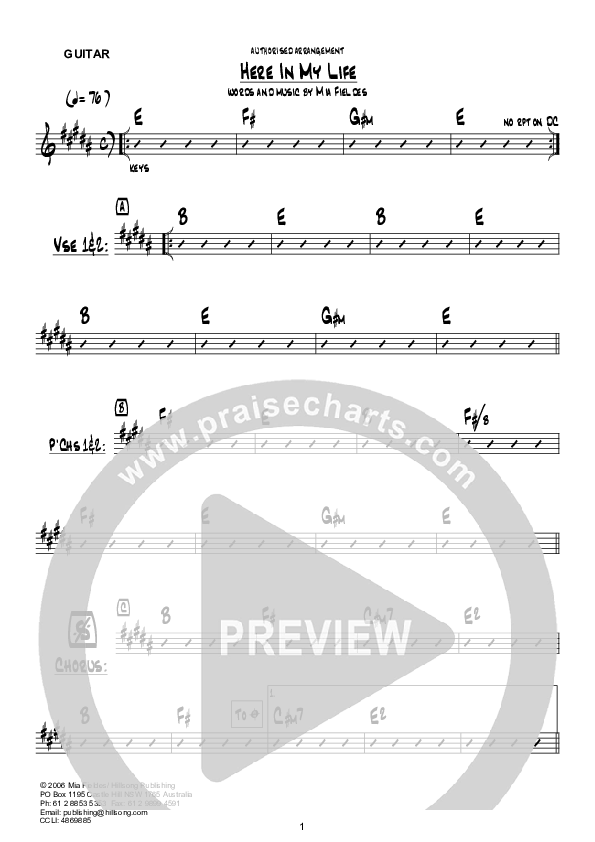 Here In My Life (Instrumental) Guitar (Hillsong Worship)