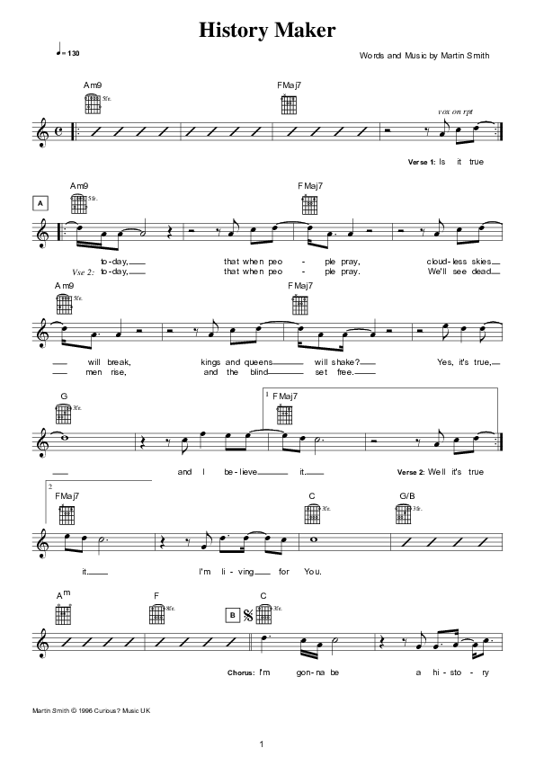History Maker Lead Sheet (Hillsong London / Hillsong Worship)