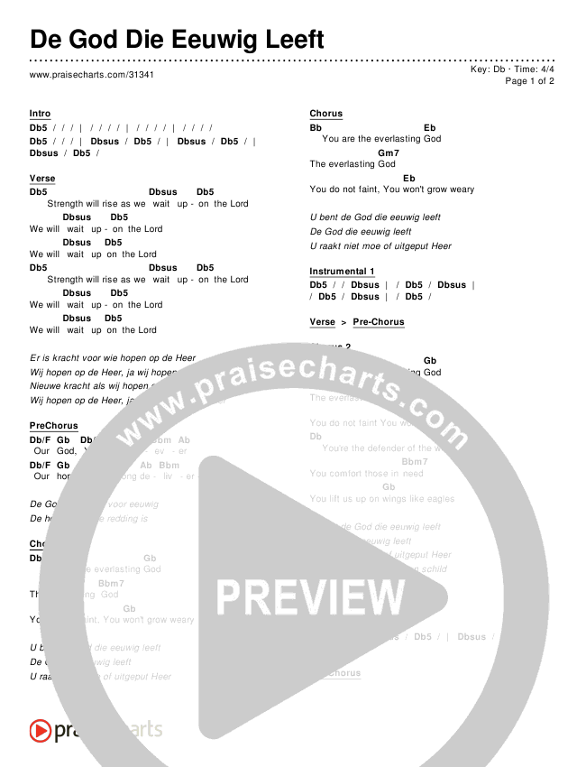De God Die Eeuwig Leeft Chords & Lyrics ()