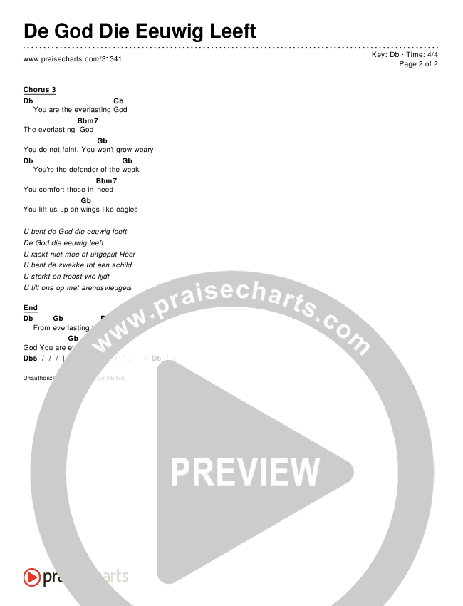 De God Die Eeuwig Leeft Chords & Lyrics ()