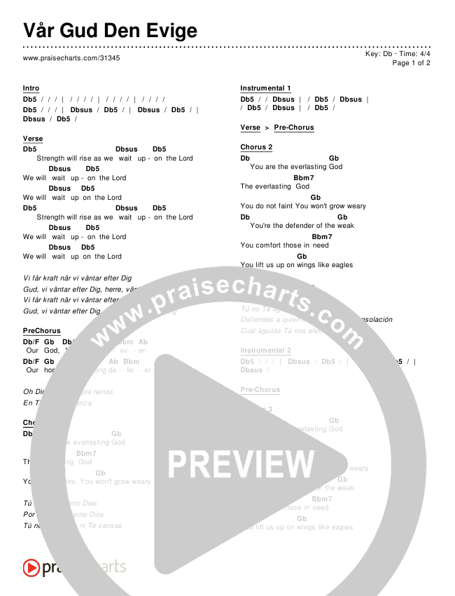 Vår Gud Den Evige Chords & Lyrics ()