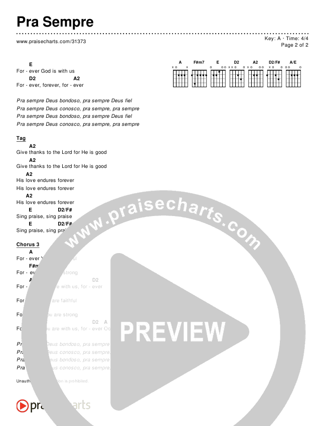 Pra Sempre Chords & Lyrics ()