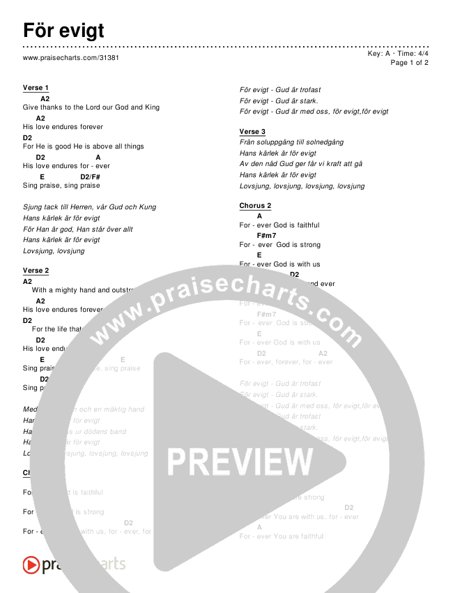 För evigt (Simplified) Chords & Lyrics ()