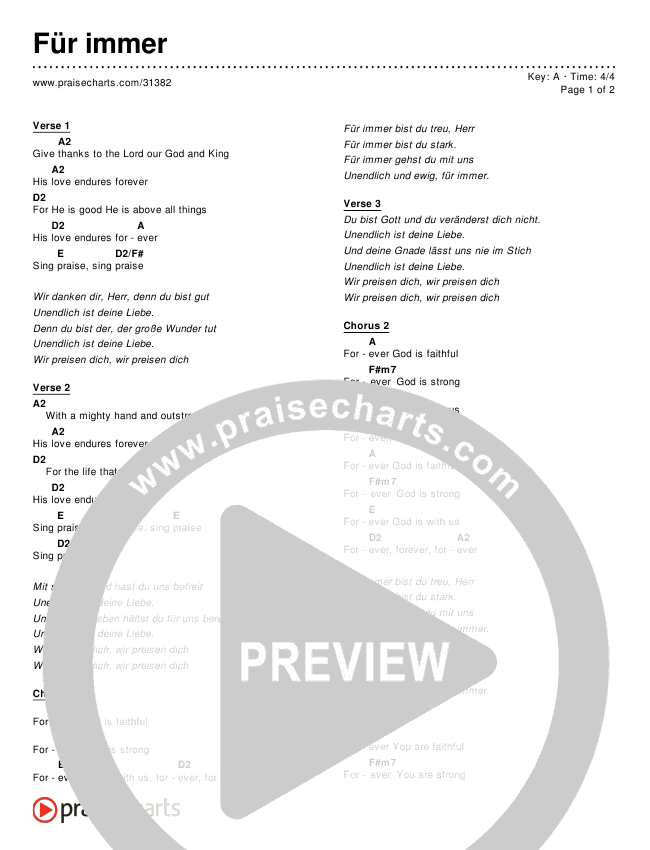 Für immer (Simplified) Chords & Lyrics ()