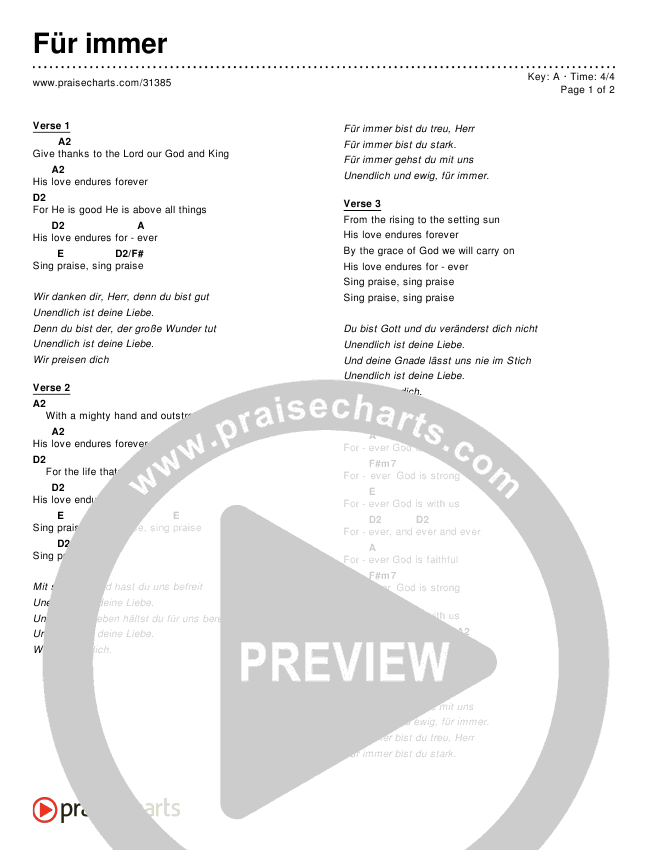 Für immer (Forever) (Simplified) Chords & Lyrics ()