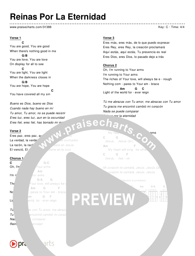 Reinas Por La Eternidad (Forever Reign) (Simplified) Chord Chart ()