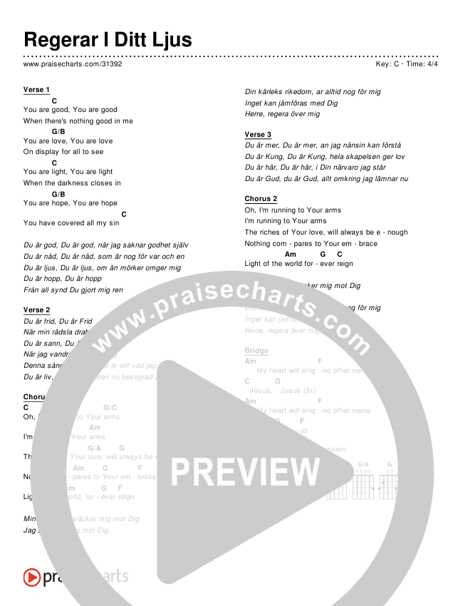 Regerar I Ditt Ljus (Simplified) Chords & Lyrics ()