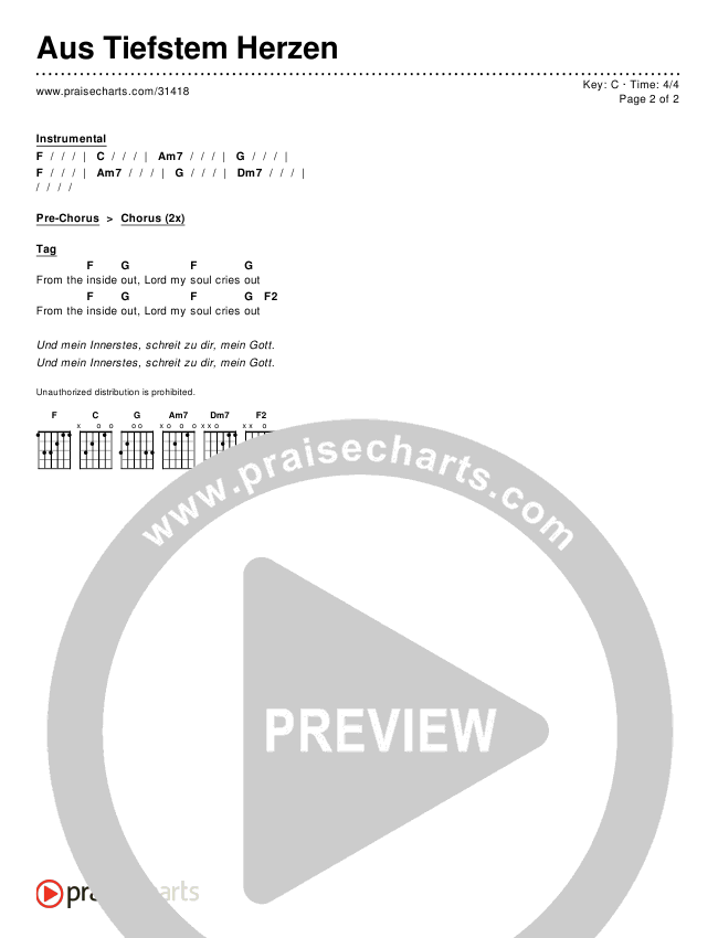 Aus Tiefstem Herzen Chords & Lyrics ()