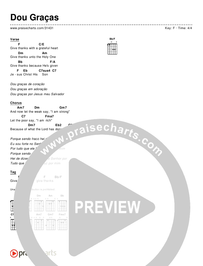 Dou Graças (Simplified) Chords & Lyrics ()
