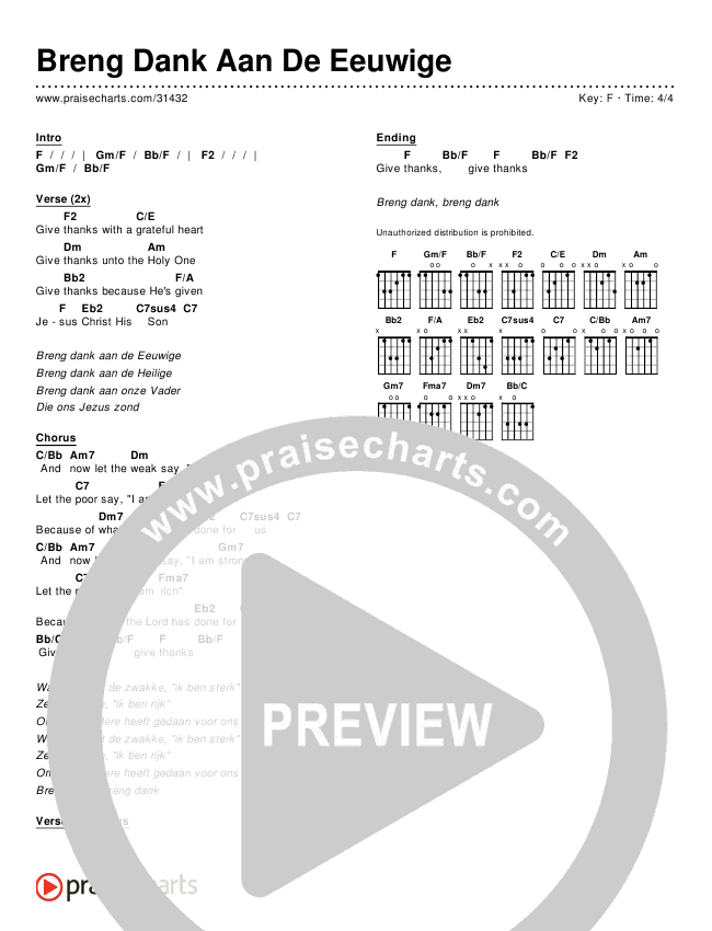 Breng Dank Aan De Eeuwige Chords & Lyrics ()