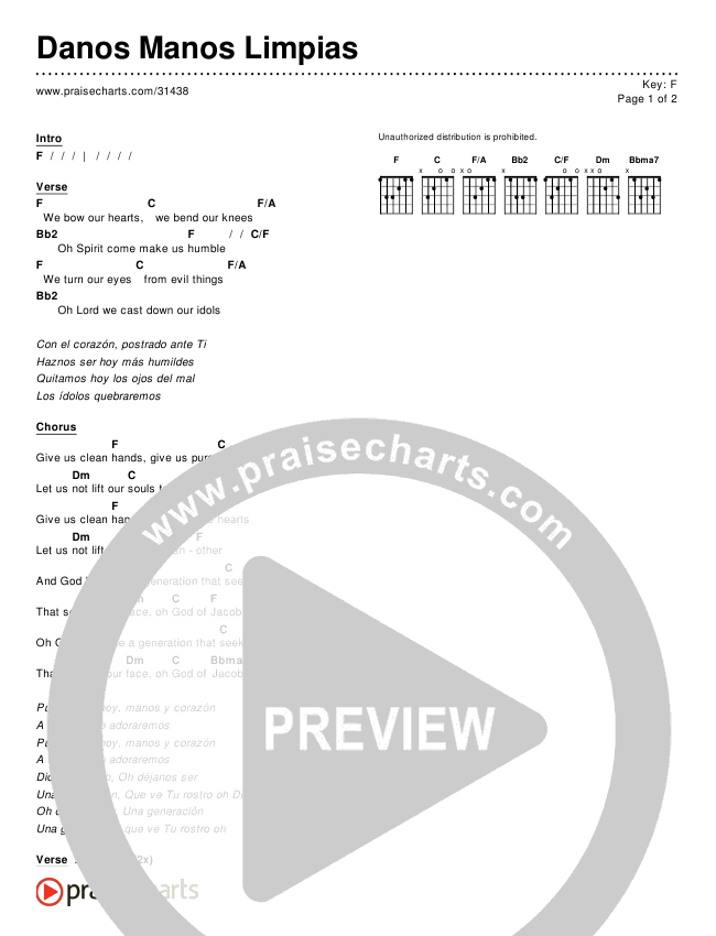 Danos Manos Limpias (Give Us Clean Hands) Chords & Lyrics ()