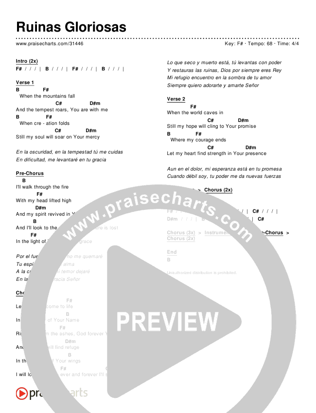 Ruinas Gloriosas Chords & Lyrics ()