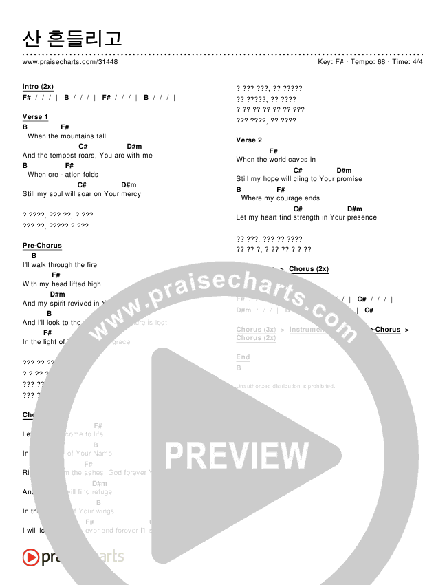산 흔들리고 Chords & Lyrics ()