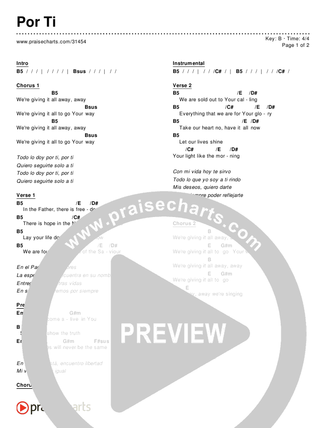 Por Ti Chords & Lyrics ()