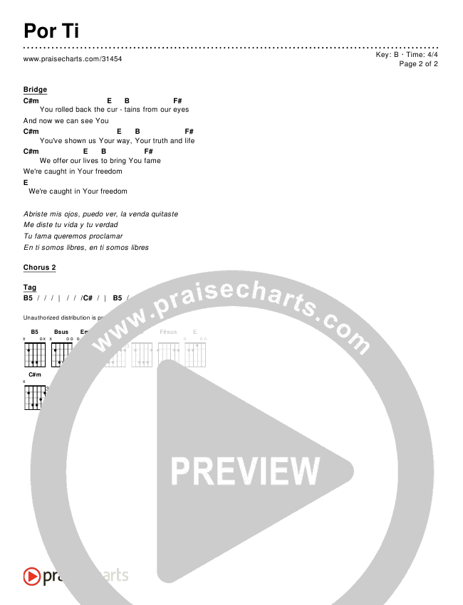 Por Ti Chords & Lyrics ()