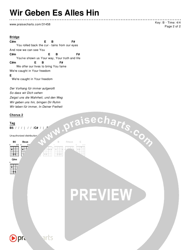 Wir Geben Es Alles Hin Chords & Lyrics ()
