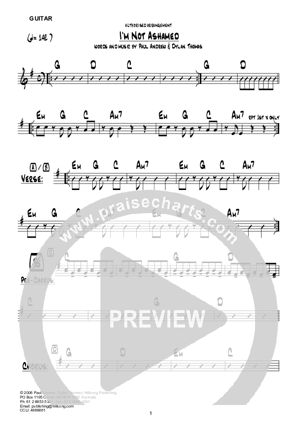 I'm Not Ashamed (Instrumental) Guitar (Hillsong Worship)