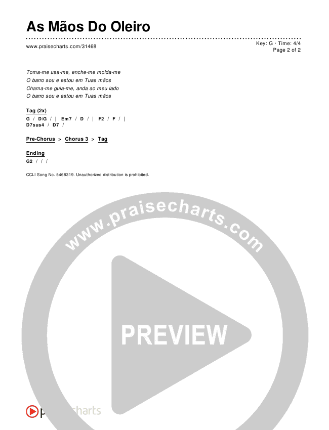 As Mãos Do Oleiro Chords & Lyrics ()