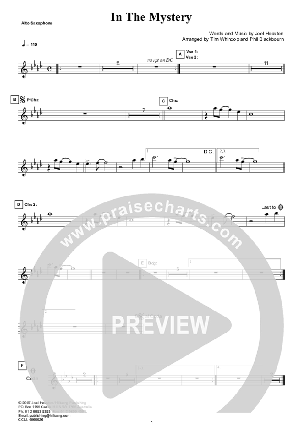 In The Mystery (Instrumental) Alto Sax (Hillsong Worship)