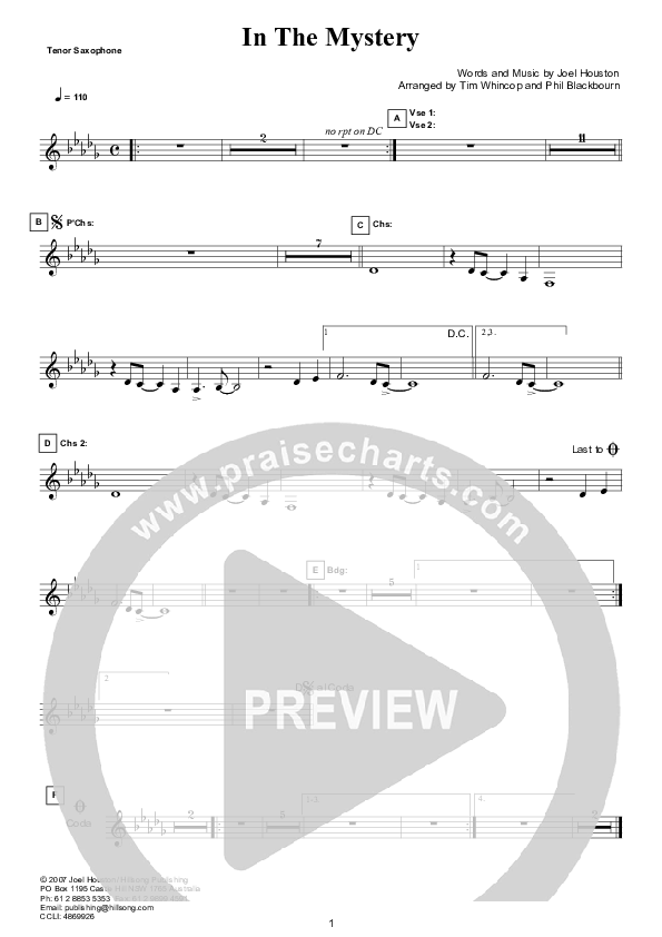 In The Mystery (Instrumental) Tenor Sax 2 (Hillsong Worship)