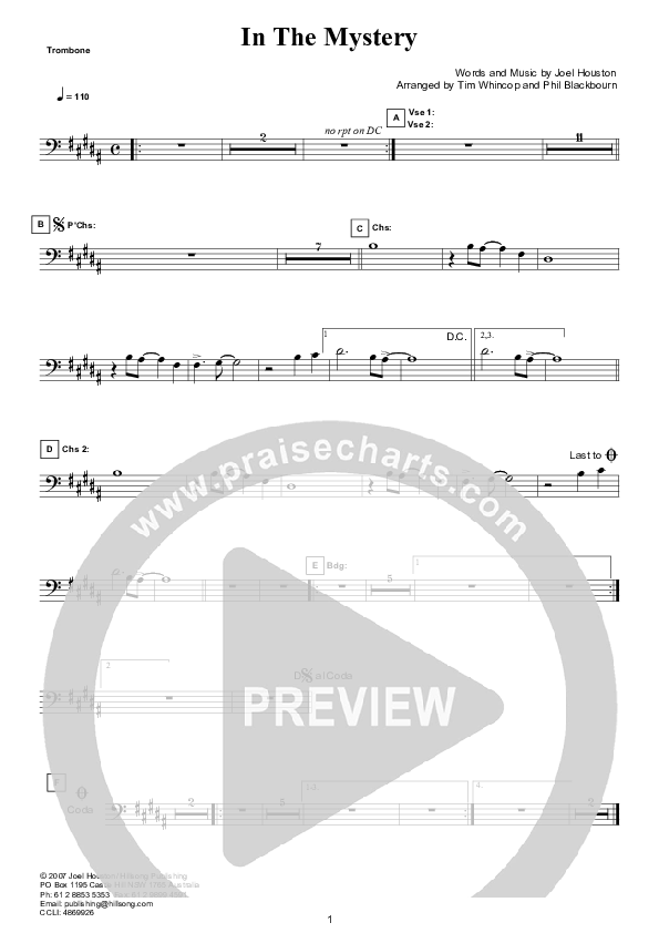 In The Mystery (Instrumental) Trombone (Hillsong Worship)