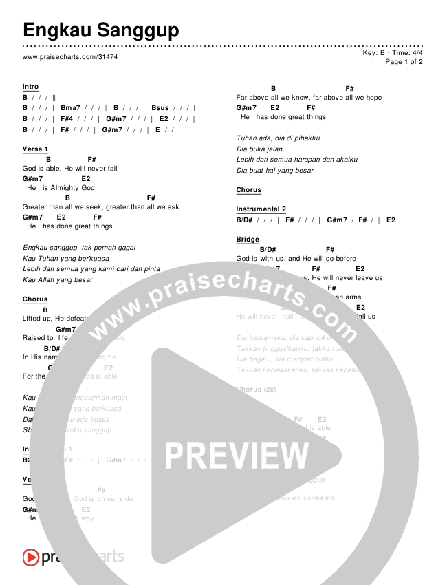 Engkau Sanggup Chords & Lyrics ()