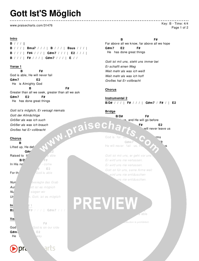 Gott Ist'S Möglich Chords & Lyrics ()