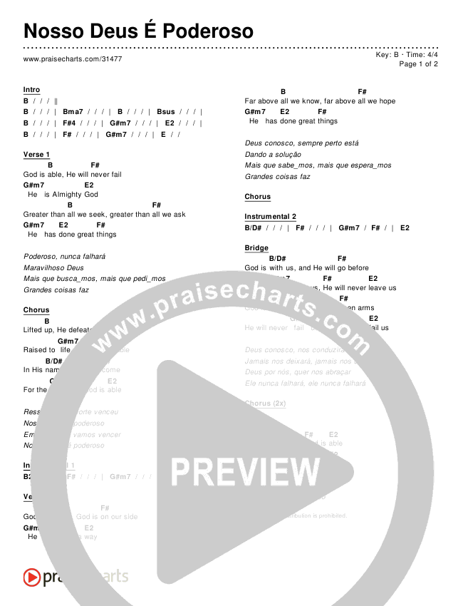 Nosso Deus É Poderoso Chords & Lyrics ()
