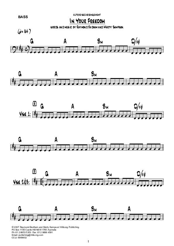 In Your Freedom (Instrumental) Bass Guitar (Hillsong Worship)