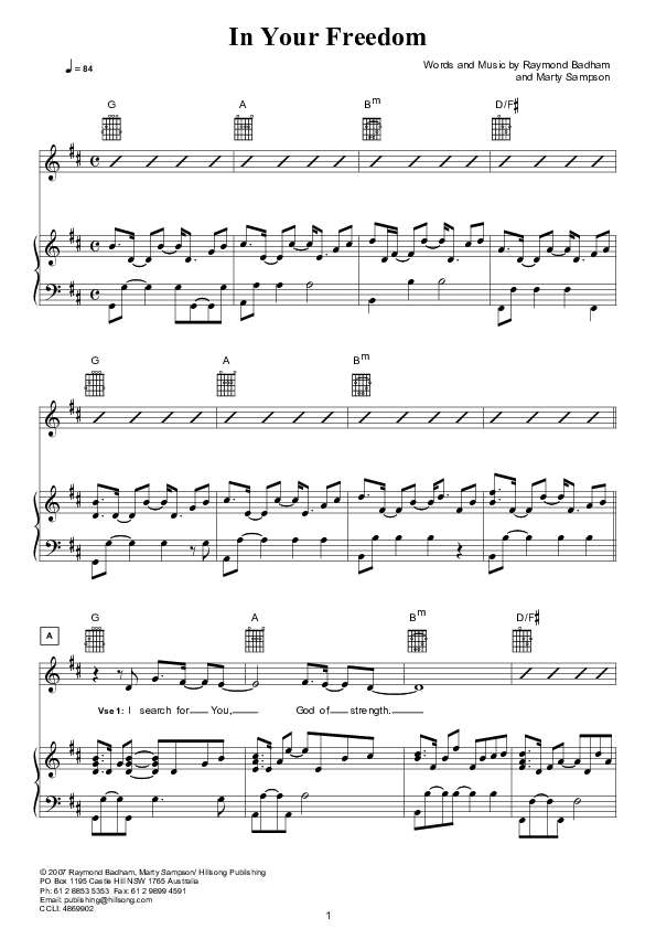 In Your Freedom (Instrumental) Lead & Piano (Hillsong Worship)