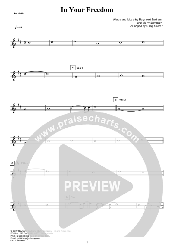 In Your Freedom (Instrumental) Violin 1 (Hillsong Worship)