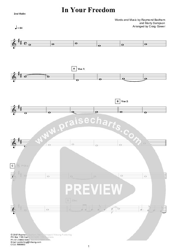 In Your Freedom (Instrumental) Violin 2 (Hillsong Worship)