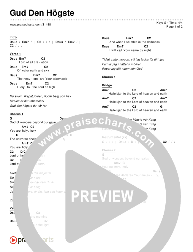 Gud Den Högste Chords & Lyrics ()
