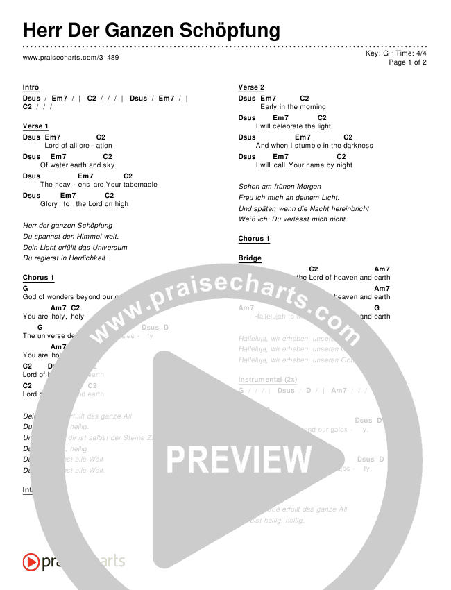 Herr Der Ganzen Schöpfung Chords & Lyrics ()