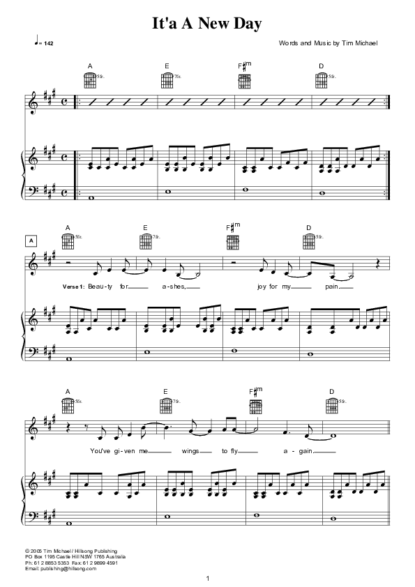 It's A New Day Piano/Vocal (Hillsong London / Hillsong Worship)