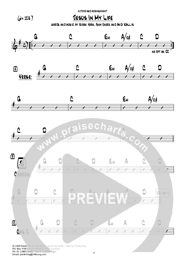 Jesus In My Life Rhythm Chart (Hillsong Kids)