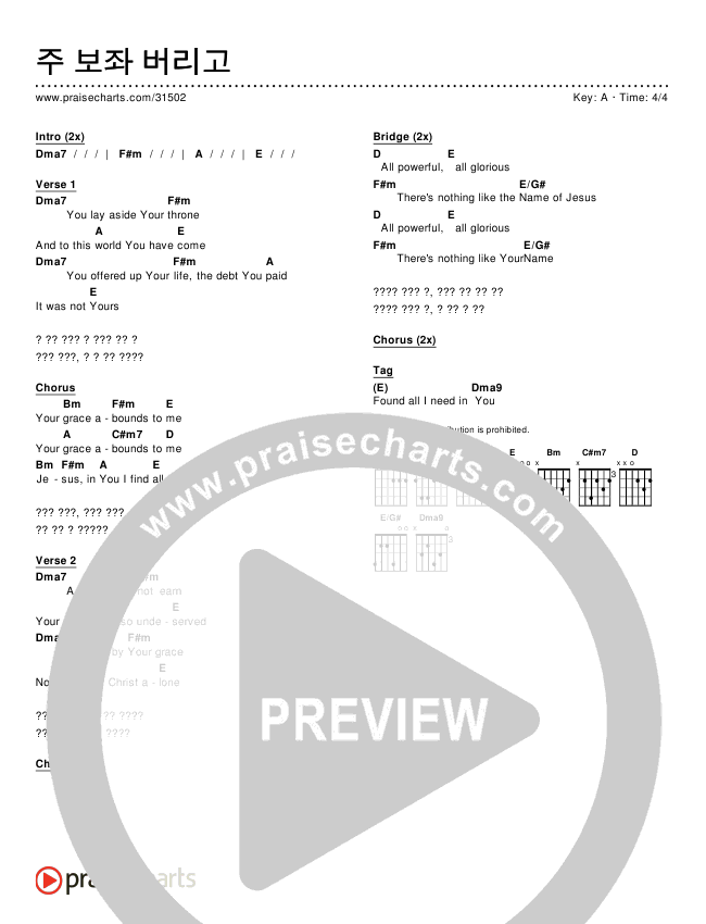 주 보좌 버리고 Chords & Lyrics ()