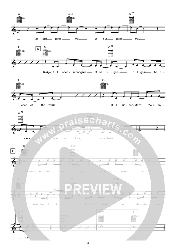 Jesus Loves Me Lead Sheet (Hillsong Kids)