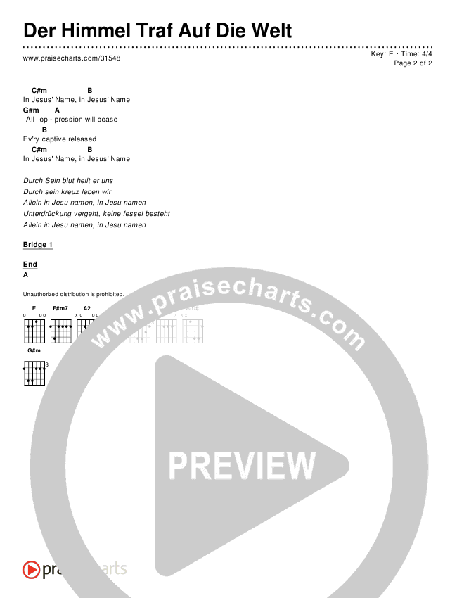 Der Himmel Traf Auf Die Welt Chords & Lyrics ()