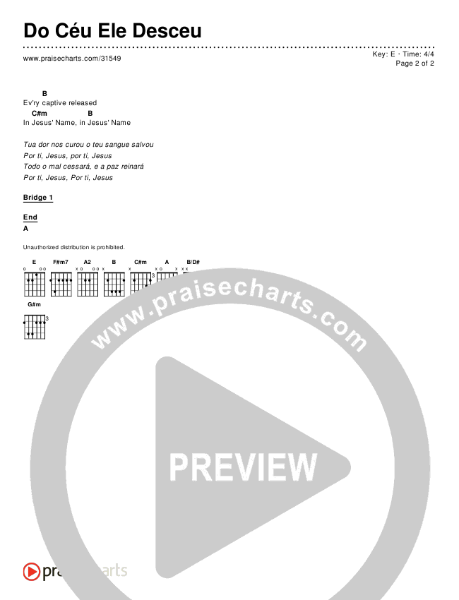 Do Céu Ele Desceu Chords & Lyrics ()