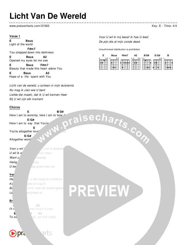 Licht Van De Wereld (Simplified) Chords & Lyrics ()