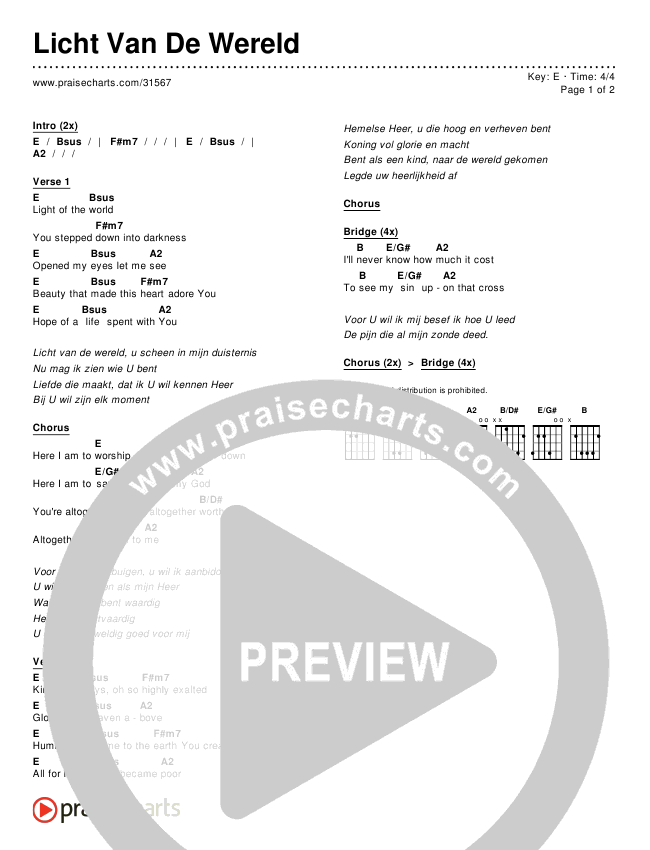 Licht Van De Wereld Chords & Lyrics ()