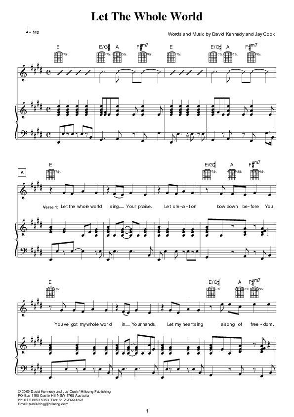 Let The Whole World Lead & Piano (Hillsong London / Hillsong Worship)