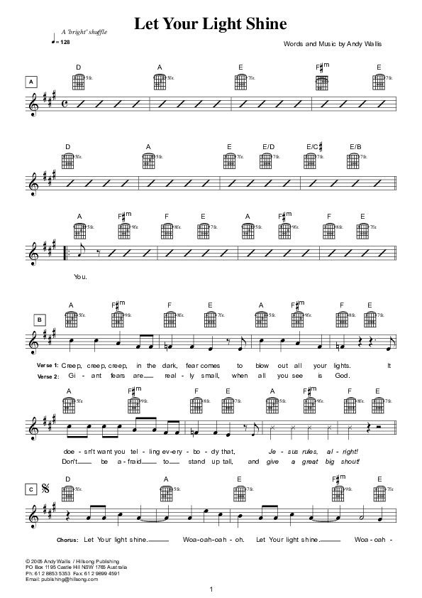 Let Your Light Shine Lead Sheet (Hillsong Kids)