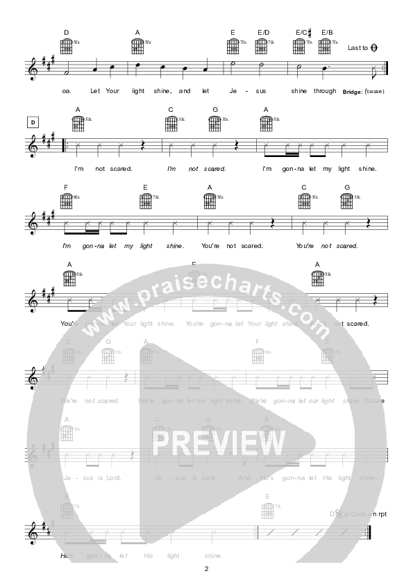 Let Your Light Shine Lead Sheet (Hillsong Kids)