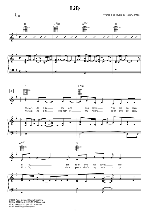 Life Piano/Vocal (Hillsong Worship)