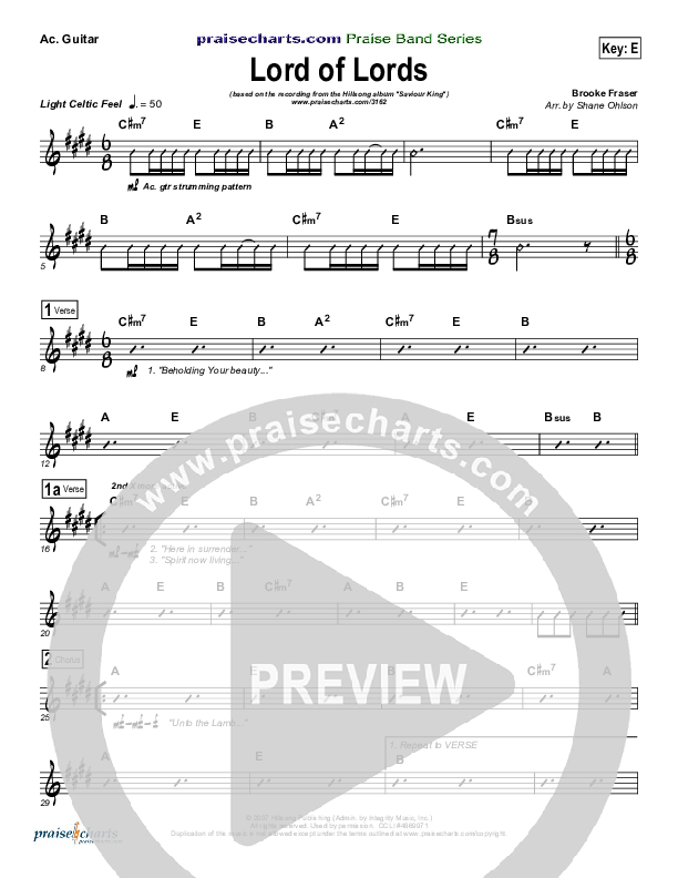 Lord Of Lords Rhythm Chart (Hillsong Worship)