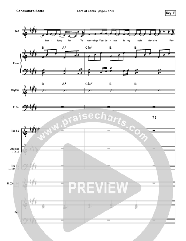 Lord Of Lords Conductor's Score (Hillsong Worship)