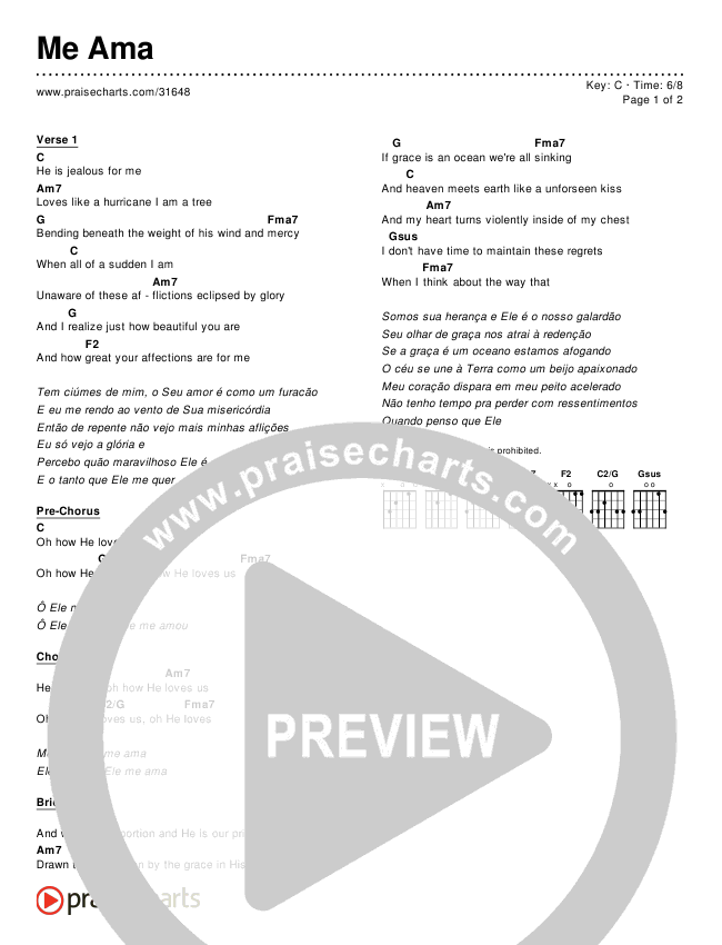 Me Ama (Simplified) Chords & Lyrics ()