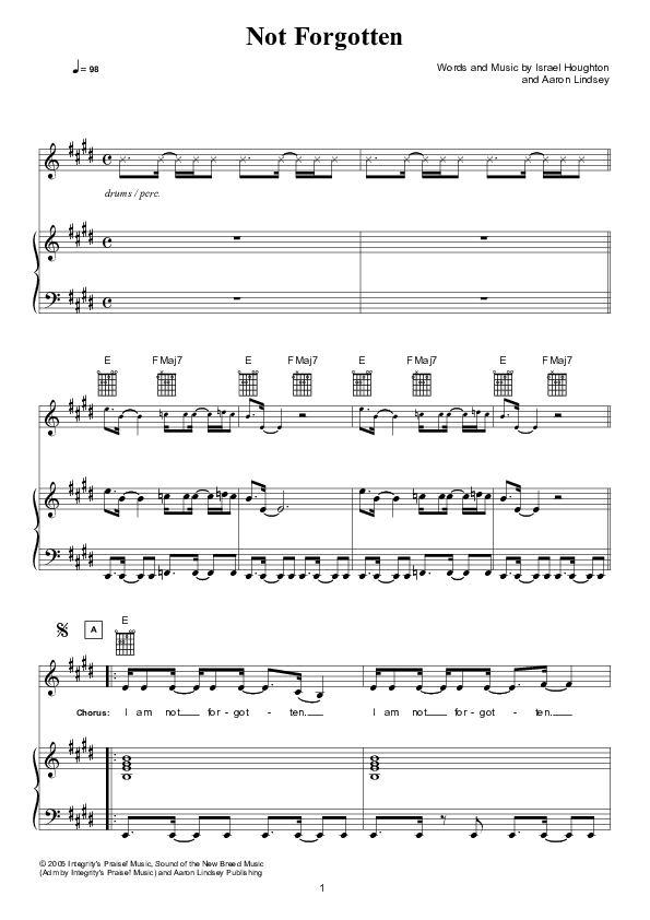 Not Forgotten Lead & Piano (Hillsong Kids)